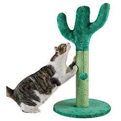 Qucey 29'' Tall Cactus Cat Scratching Post for Kittens Adult Cats, Sisal Scratch Pole Cactus Cat Claw Scratcher with a Hanging Plush Ball