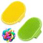 KEKU 2 pet Grooming Bath Brushes, Soothing Massage Rubber Comb, with Adjustable Ring Handle, 1 Toy Ball, let Pets add More Fun, Suitable for Long and Short Hair Cats and Dogs