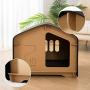 HIPIPET Cat Cardboard Scratcher House Hideaway Beds Box with 4 Replacement Cat Scratch Pad Detachable Cat Cave Bed Lounge, Cat Hut with Catnip