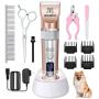 Dog Clippers Pet Grooming Clippers - Low Noise Dog Hair Clipper Cordless, 2 Speed Professional Dog Grooming Shaver Rechargeable Pet Grooming Clippers for Small Large Dogs Cats Thick Heavy Hair Pets