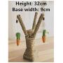 Kungfu Cat Scratching Post Tree, Straw Rope Vertical Climbing Frame Nice Branch Shape Scratching Pole Interactive Cat Toy with Detachable 3 Woven Carrots for Kitten Hamster