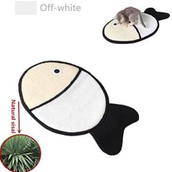 Cat Scratcher Mat，Ji Speed Natural Sisal Anti Scratch Pad Soft Plush Fish Style Scratcher Cat Toy, Reverse Side Non-skid Oxford Cloth, 25'' x 16''