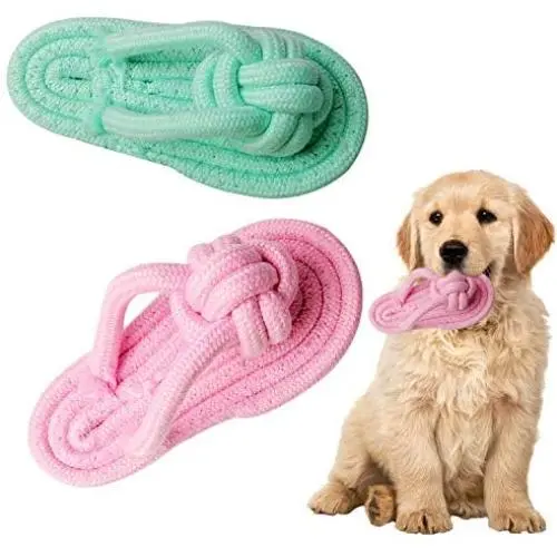 2 Pack Puppy Chew Toy Pet Chew Toy Flip Flops Shape Dog Toy Interactive Chewing Rope Natural Cotton for Teething Puppies Molar Teeth Cleaning Toy Chew Training Playing Teeth Cleaning 2 Pack Puppy Chew Toy Pet Chew Toy Flip Flops Shape Dog Toy Interactive Chewing Rope Natural Cotton for Teething Puppies Molar Teeth Cleaning Toy Chew Training Playing Teeth Cleaning