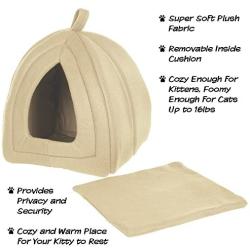 PETMAKER Cozy Kitty Tent Igloo Plush Cat Bed