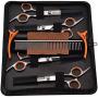 PETTOM Pet Grooming Scissors Set 5-in-1 Safety Round Tip Dog Grooming Blender Shears Kit for Full Body & Facial Trimmer