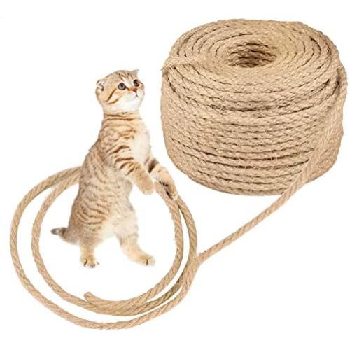 Owoda Cat Natural Sisal Rope for Cat Scratching Post Replacement, 1/4 inch Diameter, for Repairing, Recovering or DIY Scratcher, Hemp Rope for Cat Tree and Tower