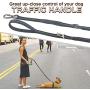 Dog Seat Belt for Car- 3-in-1 Multifunctional Pet Safety Belt Reflective Bungee Dog Car Harness with Elastic Shock Absorption Swivel Aluminum Carabiner，360° Rotating Metal Hook Clip Adjustable