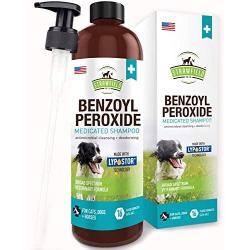 Benzoyl Peroxide Shampoo for Dogs, Cats, Sulfur - 16 oz - Medicated Dog Shampoo for Smelly Dogs, Anti Itch Dry Skin Allergy Treatment, Folliculitis, Seborrhea, Dermatitis, Dandruff, Infection, Mange