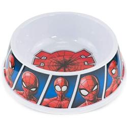 Buckle-Down Dog Food Bowl Spider Man Shattered Spider Spider Man Expression Blocks Blue 16 Ounces