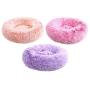 Mictovin Round Donut Dog Bed Cat Beds, Gradient Color Plush Calming Pet Bedding, Marshmallow Faux Fur Cat Bed Pillow Cuddler for Small Dogs (20'' x 20'', Purple)