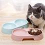 LFOZ Pet New Macarone Double Pet Bowl Plastic Puppy Cat Food Water Drinking Dish Feeder Cat Puppy Feeding Supplies Small Dog Accessories (Color : Random)