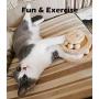 Cat Interactive Roller Toy 3 Level Tower Wood Tracks and 6 Balls Organic Metrial for Cats Fun Kitten Toys Excercise Indoor Game Study No Plastic Long Lasting Use Healthy Original Material