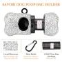 SAVORI Dog Poop Bag Holder Bling Rhinestone Poop Bag Leash Dispenser for Pet Dog Doggy Waste Bags with Metal Carabiner Clip Includes 10 Roll 150 Bags