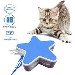 NightyNine Cat Feather Toys Rotating Interactive Cat Toy Box, Intelligent Timing 360° Automatic Rotating Five Pointed Star Toy Box for Cats Fun Training Hunting Catching