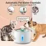 NautyPaws Cat Water Fountain Stainless Steel, Automatic Dog Water Dispenser 81oz/2.4L Pet Fountain with 3 Replacement Filters, Water Level Window with LED Light