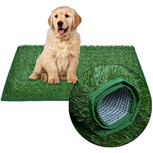 LOOBANI Dog Hemming Grass Bathroom Pads, Artificial Turf Pet Grass Replacement Mat, Portable Puppy Potty Trainer for Indoor/Outdoor Use (18'' x 28'')