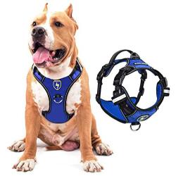 MeyKoo Dog Harness No Pull Soft Breathable,Easy Put on &Off No Choke Control Training Handle Outdoor Walk Joyride,Adjustable Reflective Padded Leash Vest Harness for Small Medium Large Dogs (S, Blue)