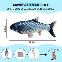 Flopping Fish Cat Toy,Realistic Plush Simulation Electric Doll Fish Cute Interactive Pets Pillow Chew Bite Supplies for Cat Kitty Kitten with Catnip