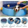Foldable Pet Dog Swimming Pool, YXFT Portable Non-Slip Outdoor Dog Bath Tub with Drain, Folding Thick PVC Pet Swim Pool for Dogs, Cats, Kids (32 x 8 inch, Blue)