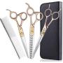 Dream Reach 7 Inches Professional Pet Grooming Scissors, 440C Japanese Steel Straight & Curved & Thinning & Chunker Shears/Scissors for Dog Cat and More Pets