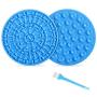 SYEENIFY Lick Mat for Dogs & Cats, Slow Feeder Lick Mat with Suction,Dog Licking Mat for Bathing Grooming Training (2 Pack Blue)