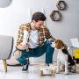PICKME Ceramic Pet Bowls with Stand, Dog Cat Water Bowl and Food Dish -Heavy Weighted & No Tip Over Pet Comfort Feeding Bowls, Easy to Clean