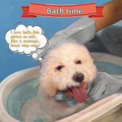 LMTIC Pet Grooming Gloves for Cat & Dog, Dog Bathing Brush with Long Bristles,Heat Resistant Silicone Pet Hair Removal Gloves, Unique Gift for Pet