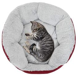 EXQ Home Soft Warmful Cat Beds for Indoor Cats,Fluffy Calming Cat Bed with Slip-Resistant Bottom,Plush Round Dog Beds for Small Dogs,20 inch Kitten Bed Machine Washable Dog Bed