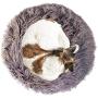 Ushang Pet Premium Faux Long Fur Calming Cuddler Orthopedic Round Dog Sofa Bed, Self-Warming Shag Dog Cushion Donut Bed for Medium & Large Dog (Large 36 inch, Gray)