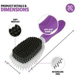 Double-Sided Pet Brush for Grooming & Massaging Dogs, Cats & Other Animals – Fur Detangling Pins & Coat Smoothing Slicker Bristles, Double The Brushing Groom Power in One Tool