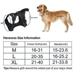 ANWA Dog Walking Harness No Pull, Adjustable Pet Reflective Soft Vest, Durable Dog Harness Control Handle Large Black