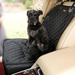 Pettom Pet Bucket Seat Cover Booster Seat 2 in 1 Deluxe Dog& Cat Front Seat Cover for Cars Non- Slip Backing Waterproof (Black)