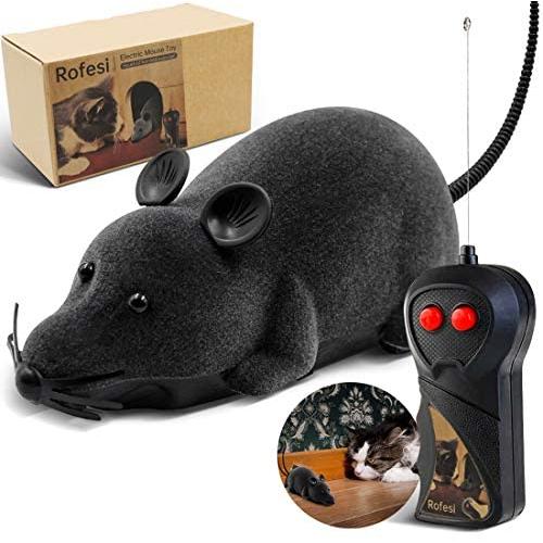 Rofesi Remote Control Mouse Toy, RC Electronic Mouse Flocking Rat Training The Courage of Cats and Dogs, Moves Like a Real Mice