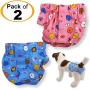 FunnyDogClothes Pack of 2 Dog Female Diapers Sanitary Pants Cotton for Small Pet Cat (Pack of 2 Pants, S: Waist: 10'' - 13'')