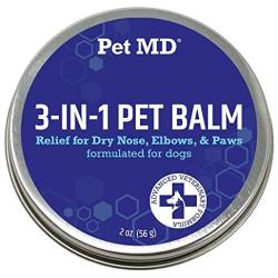 Pet MD Dog Paw Balm - 3-in-1 Paw, Nose/Snout, & Elbow Moisturizer & Paw Protectors for Dogs - 2 oz Paw Wax with Shea Butter, Coconut Oil, & Beeswax