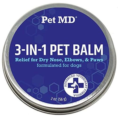 Pet MD Dog Paw Balm - 3-in-1 Paw, Nose/Snout, & Elbow Moisturizer & Paw Protectors for Dogs - 2 oz Paw Wax with Shea Butter, Coconut Oil, & Beeswax