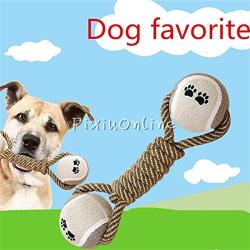 Tool Parts 1pcs YL152 Pet Dog Training Toy''8'' Knot Braided Cotton Rope Chew Toys Tennis Ball Tug Games Fetch -Length Hand Tool Parts