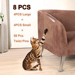 MUCH Cat Furniture Protector from Pet Scratch Deterrent, Transparent Clear Double Side Anti-Scratch Free for Furniture, Sofa, Wall Protector 8 Packs Residue Free