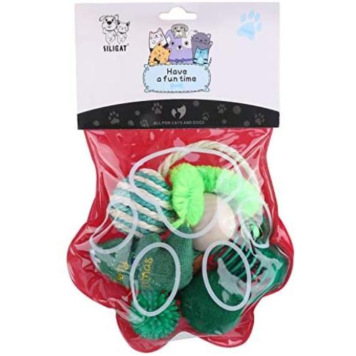 QKURT 6pcs/ Pack Christmas Stocking Dog Toys, Xmas Pet Chew Toy Set for Cat Small Dogs Puppy, Interactive Christmas Pet Stocking