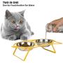 E-ROOM TREND Elevated Cat Bowls,Cute Metal Raised Pet Bowl for Cat and Small Dog Come with 2 Stainless Steel Cat Feeder Bowls Set for Food and Water with Anti Slip Feet