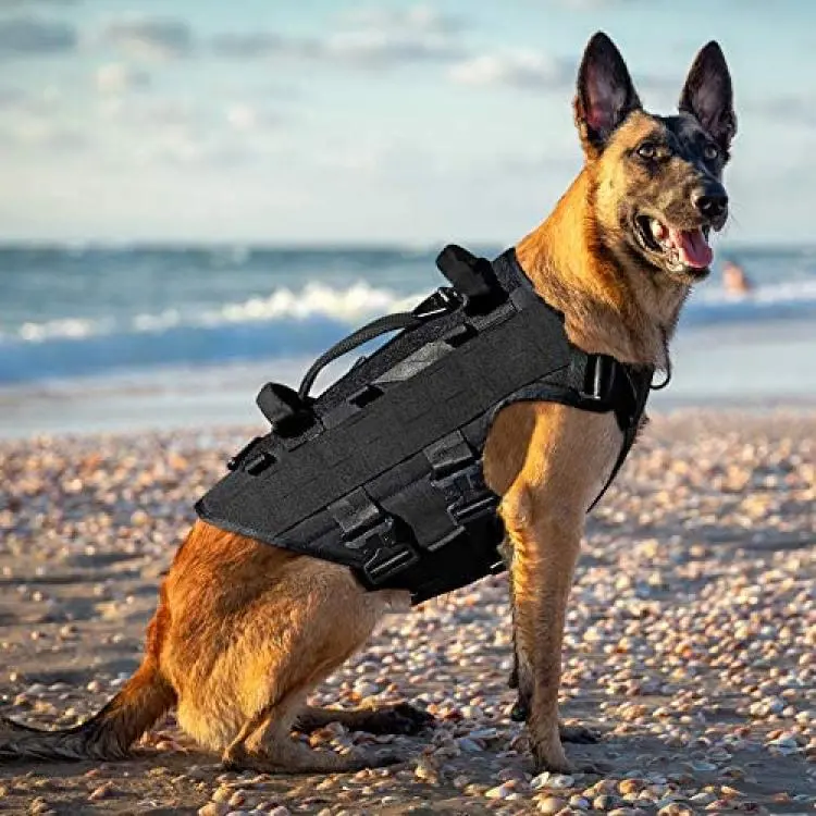 PETAC Gear Tactical Dog Harness No Pull for Large K9 Working Dogs Military Dogs Vest Police Service Training Dogs Molle Harnesses with Handle