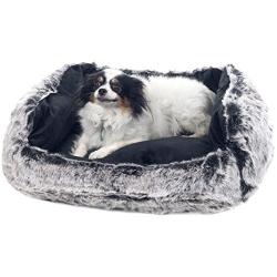 PETMAKER Small Faux Fur Black Mink Dog Bed, 23 x 19''