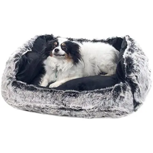 PETMAKER Small Faux Fur Black Mink Dog Bed, 23 x 19'' PETMAKER Small Faux Fur Black Mink Dog Bed, 23 x 19''