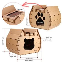 RISEPRO Cat House Scratcher Post Cardboard Condo Cave, Pet Apartment Cat Sofa, Scratching Pad, Cat Furniture, Cat Bed, Cat Scratching Post