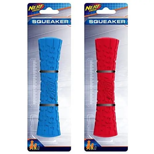 Nerf Dog Tire Stick Dog Toy with Interactive Squeaker, Lightweight, Durable and Water Resistant, 7 Inches, For Medium/Large Breeds Nerf Dog Tire Stick Dog Toy with Interactive Squeaker, Lightweight, Durable and Water Resistant, 7 Inches, For Medium/Large Breeds