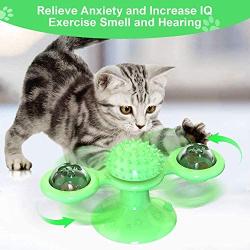 FANGXING Cat Toys Windmill Turntable - Indoor Teasing Interactive Pet Toy with Bell & Catnip Ball,Funny Scratch Tickle Hair Brush Toy for Kitten Cats