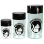 Pawvacs Set of 3 ( 6, 12, 24 Ounce ) Vacuum Sealed Pet Food Storage Containers; Black Cap & Clear Body/Black Cat