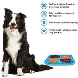 OTIME 2 Pack Dog Lick Mat with Suction Cups Dog Slow Feeder Dog Licking Mat Pet Mat Anxiety Relief Dog Cat Lick Training Licking Mat for Food, Yogurt, Peanut Butter(Blue and Red)