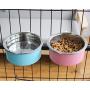 UNIEVE Crate Dog Bowl,Removable Stainless Steel Hanging Pet Cage Bowl,2 in 1 Plastic Bowl&Stainless Steel Removable Hanging Food Water,for Dogs,Cats,Birds,Cats and etc.