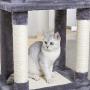 Xinyu 53 Inches Cat Tree Cat Condo with an Extra-Large Scratching Pad, Basket(Supported by Two Posts) Grey